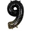 Zahlen-Folienballon 9 Sparkling Fizz Holograhic Schwarz & Gold 86 cm