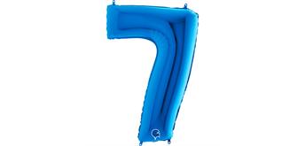 Zahlen-Folienballon - 7 in blau ohne Füllung