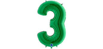 Zahlen-Folienballon - 3 in grün ohne Füllung