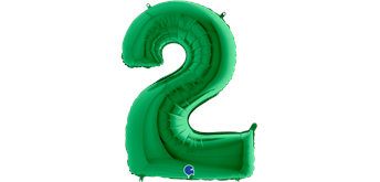 Zahlen-Folienballon - 2 in grün ohne Füllung