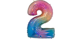 Zahlen-Folienballon - 2 regenbogen glitter holografisch
