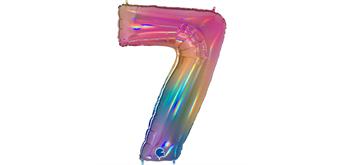Zahlen-Folienballon - 7 regenbogen glitter holografisch
