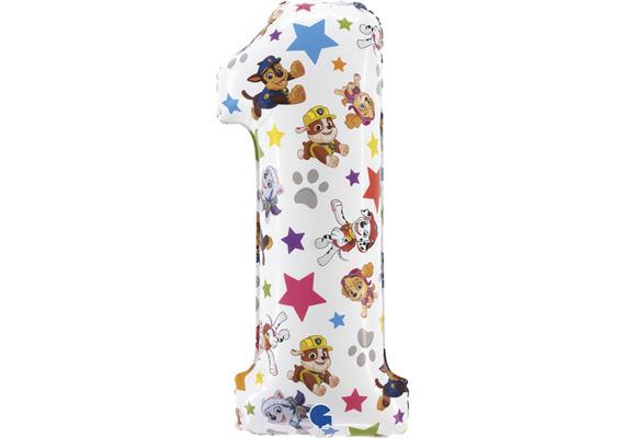 Zahlen-Folienballon Zahl 1 Paw Patrol 66 cm ohne Füllung