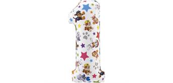 Zahlen-Folienballon Zahl 1 Paw Patrol 66 cm ohne Füllung