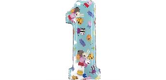 Zahlen-Folienballon Zahl 1 Peppa Pig 66 cm ohne Füllung
