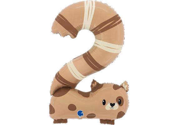 Zahlen-Folienballon Zahl 2 Katze 89 cm ohne Füllung