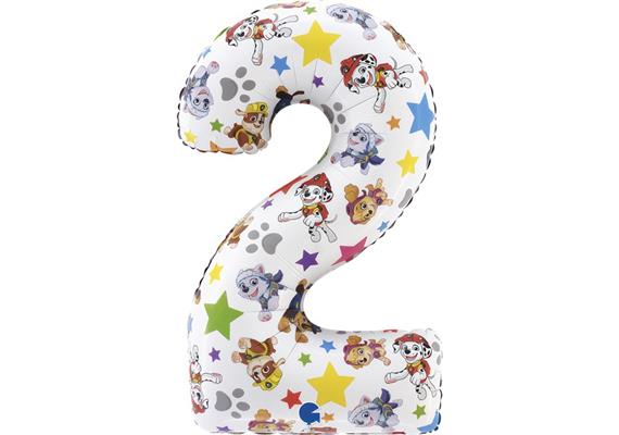 Zahlen-Folienballon Zahl 2 Paw Patrol 66 cm ohne Füllung