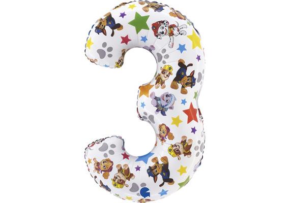 Zahlen-Folienballon Zahl 3 Paw Patrol 66 cm ohne Füllung
