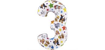 Zahlen-Folienballon Zahl 3 Paw Patrol 66 cm ohne Füllung