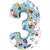 Zahlen-Folienballon Zahl 3 Peppa Pig 66 cm ohne Füllung