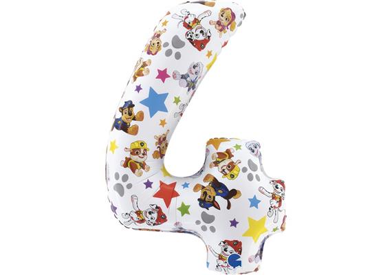 Zahlen-Folienballon Zahl 4 Paw Patrol 66 cm ohne Füllung