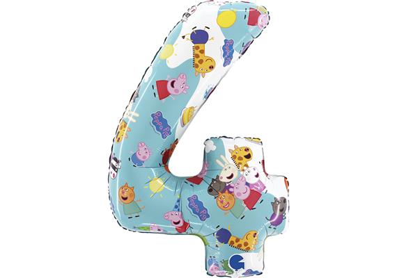 Zahlen-Folienballon Zahl 4 Peppa Pig 66 cm ohne Füllung