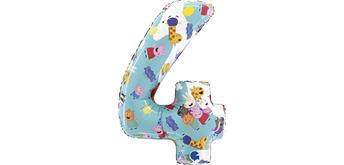 Zahlen-Folienballon Zahl 4 Peppa Pig 66 cm ohne Füllung