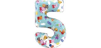 Zahlen-Folienballon Zahl 5 Peppa Pig 66 cm ohne Füllung