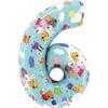 Zahlen-Folienballon Zahl 6 Peppa Pig 66 cm ohne Füllung